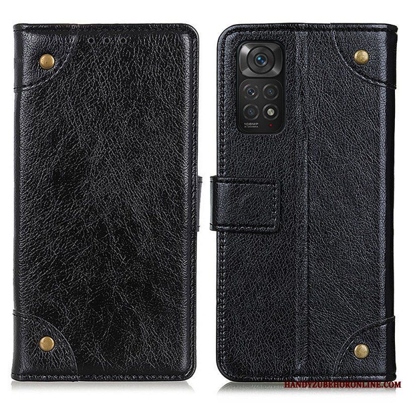 Fodral Xiaomi Redmi Note 11 / 11S Stil Nappa Läder Vintage Nitar