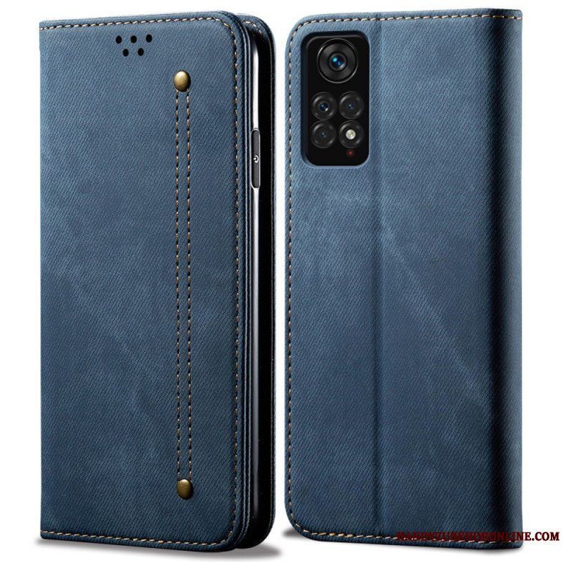 Folio-fodral Xiaomi Redmi Note 11 / 11S Läderfodral Denim Tyg