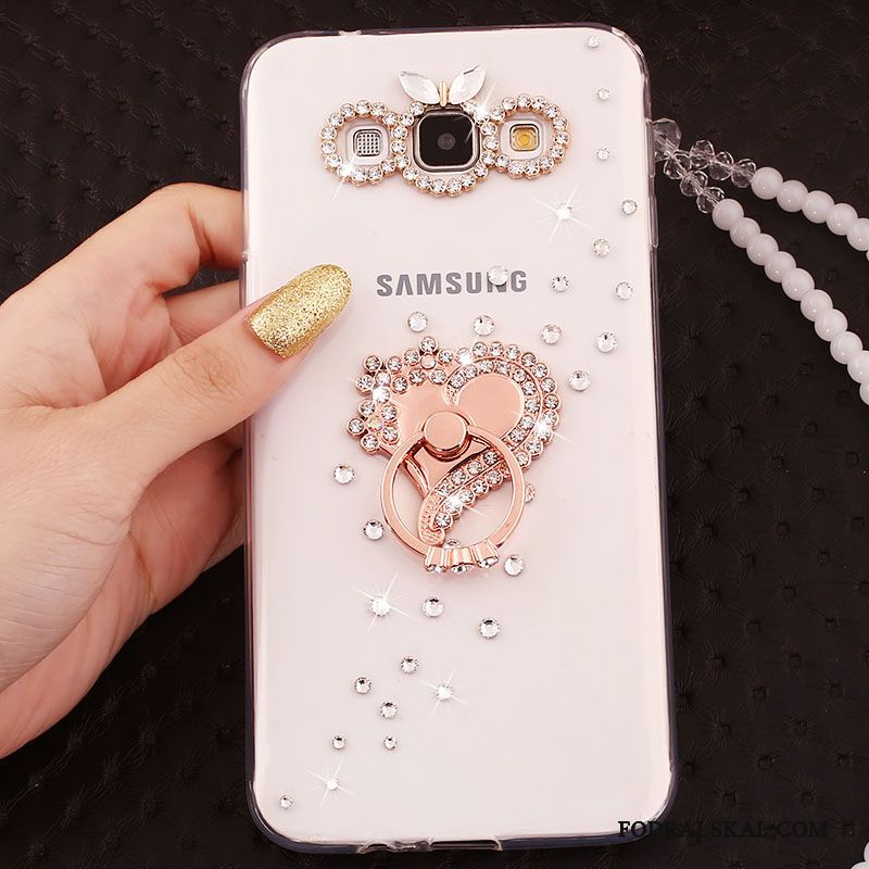 Skal Samsung Galaxy A7 2015 Strass Fallskyddtelefon, Fodral Samsung Galaxy A7 2015 Mjuk Blå Hängsmycken