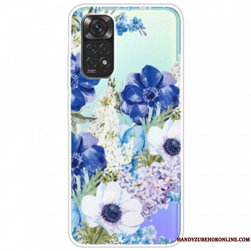 Skal Xiaomi Redmi Note 11 / 11S Sömlös Akvarell Blå Blommor